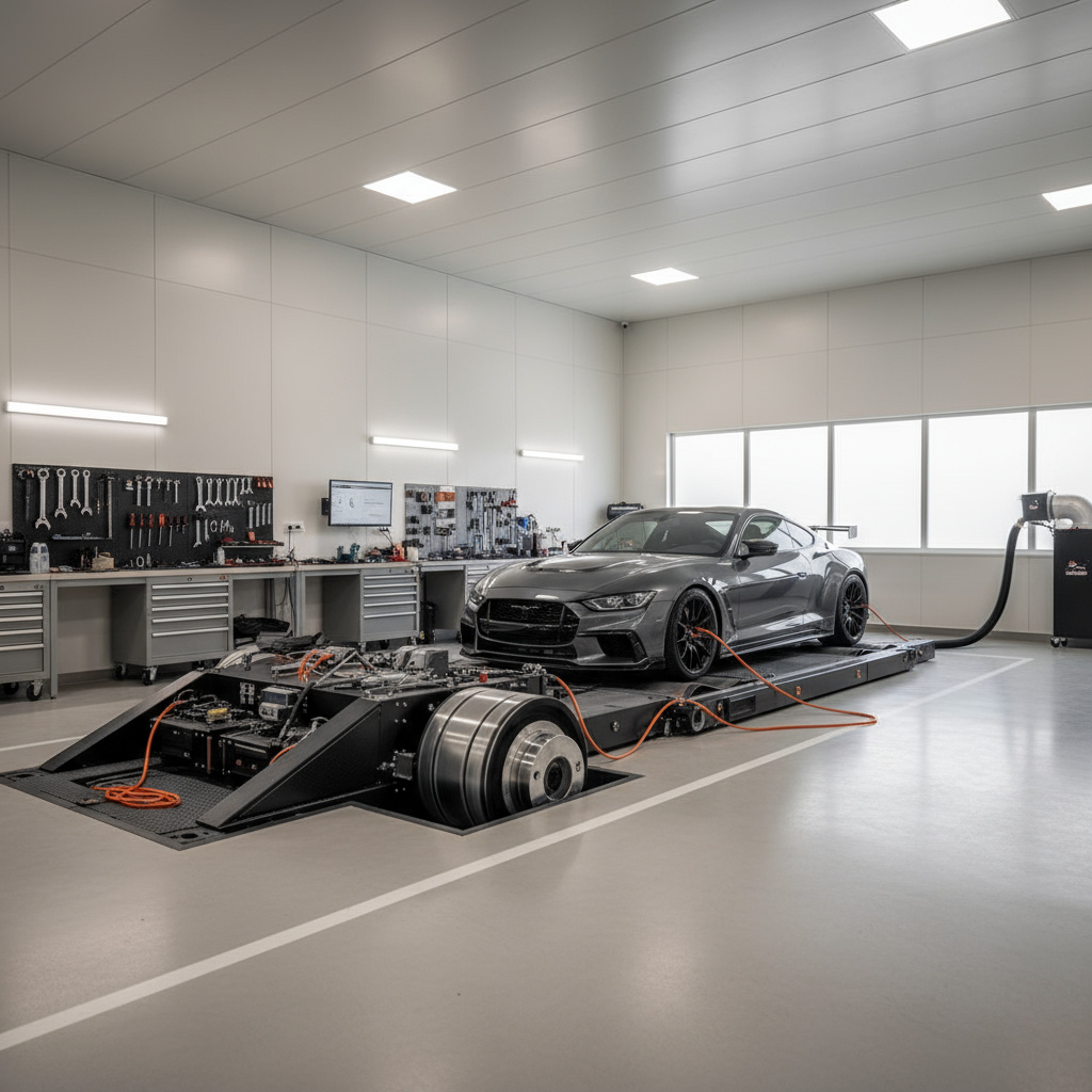 GCC-spec performance car on a chassis dynamometer